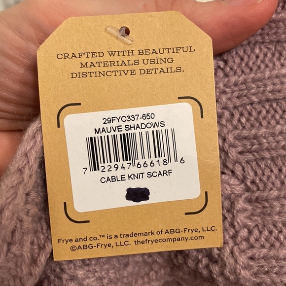 NWT Frye and Co cable knit scarf mauve color, dusty pink - Picture 7 of 8